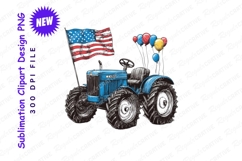 Patriotic Blue Tractor Illustration With American Clipart Product Image 1