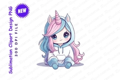 Cute Chibi Unicorn Character With Pink And Blue Clipart Product Image 1