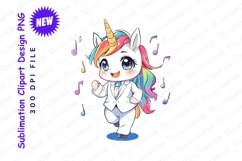 Cute Musical Unicorn Cartoon Character In White Clipart Product Image 1
