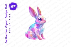 Geometric Bunny Illustration Holographic Pink And Clipart Product Image 1