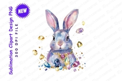 Watercolor Rabbit Portrait With Jewels And Gems Clipart Product Image 1