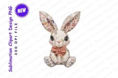 Adorable Plush Bunny With Bow Tie Sitting Comfortably PNG Product Image 1