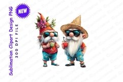 Summer Gnomes Sipping Tropical Cocktails Wearing Clipart Product Image 1