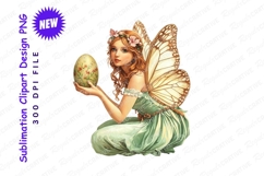 Easter Fairy Holds Decorated Egg Springtime Fantasy Clipart Product Image 1