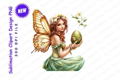Beautiful Spring Fairy Holding Decorated Easter Egg Clipart Product Image 1