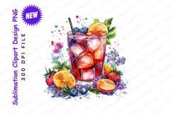 Watercolor Summer Cocktail Illustration With Clipart Product Image 1