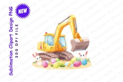 Cartoon Excavator With Easter Eggs And Bunnies Clipart Product Image 1