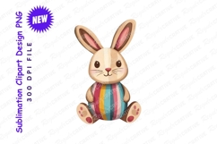 Watercolor Easter Bunny Illustration Sitting Upright Clipart Product Image 1