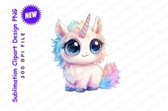 Adorable Fluffy Unicorn With Big Eyes Pastel Colors Clipart Product Image 1