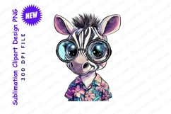 Cartoon zebra in floral shirt clipart png Product Image 1