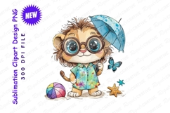 Lion vacation cute clipart summer illustration png Product Image 1