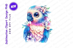 Colorful parrot with flowers clipart png Product Image 1