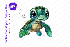 Cute baby sea turtle watercolor illustration Clipart Product Image 1