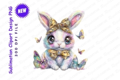 Cute bunny with bows and butterflies clipart png Product Image 1