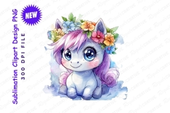 Cute pony with flower crown clipart png Product Image 1