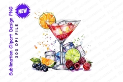 Watercolor cocktail with berries and citrus Illustration Product Image 1