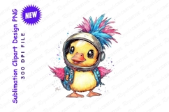 Cute duckling astronaut clipart png Product Image 1