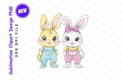 Two adorable easter bunny clipart png Product Image 1