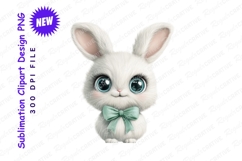 Cute white bunny with big eyes clipart png Product Image 1