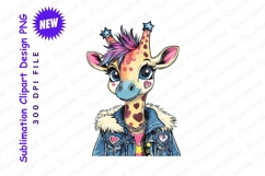 Cartoon giraffe punk rocker clipart png Product Image 1
