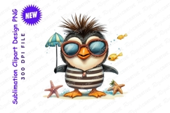 Summer penguin beach vacation clipart png Product Image 1