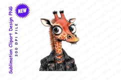 Giraffe wearing leather jacket clipart png Product Image 1