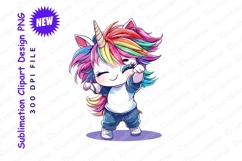 Cartoon unicorn dabbing cute clipart png Product Image 1