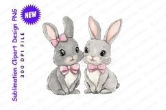 Cute cartoon bunnies clipart couple png Product Image 1
