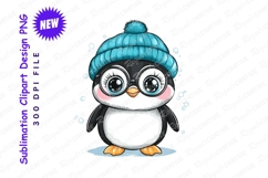Cute penguin with glasses and winter hat clipart png Product Image 1