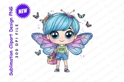 Cartoon fairy girl with butterfly wings clipart Product Image 1