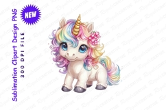 Cute unicorn with rainbow mane clipart png Product Image 1