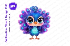 Adorable cartoon peacock bird illustration clipart png Product Image 1