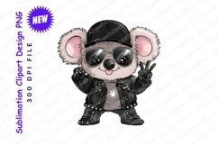 Cool koala biker cartoon clipart png Product Image 1
