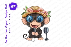 Cartoon monkey singing with microphone clipart png Product Image 1