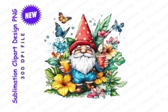 Tropical gnome with cocktails clipart png Product Image 1