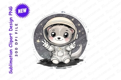 Cartoon ferret astronaut clipart png illustration Product Image 1