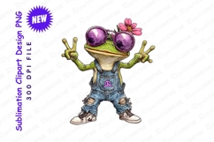 Cool frog peace sign hippie clipart png Product Image 1