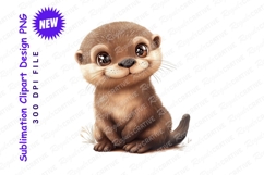 Adorable cartoon otter sitting sweetly clipart png Product Image 1