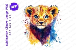 Watercolor Lion Cub Illustration Isolated Clipart Png Product Image 1