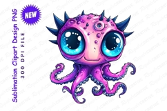Cartoon Purple Octopus With Big Blue Eyes clipart png Product Image 1