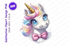 Elegant Unicorn Head With Bow Clipart Png Product Image 1