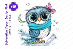 Cute Owl Clipart With Butterfly And Scarf Clipart Product Image 1