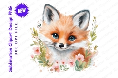 Watercolor Fox Clipart With Floral Decoration Product Image 1