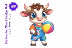 Cartoon Cow Holding Ball Clipart Png Product Image 1