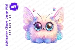 Cute Fluffy Creature With Butterfly Wings Clipart Product Image 1