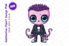 Cute Cartoon Octopus Character Wearing Leather Clipart Product Image 1