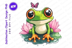 Cute Cartoon Frog With Butterfly Clipart Png Product Image 1