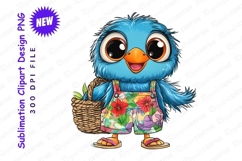 Cute Bluebird With Basket Clipart Png Product Image 1