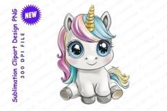 Cute Cartoon Unicorn Clipart Png Illustration Product Image 1