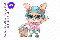 Summer Bunny Clipart With Flowers And Basket Clipart Product Image 1